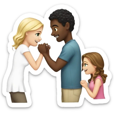 White girl proposing with ring to white girl sticker