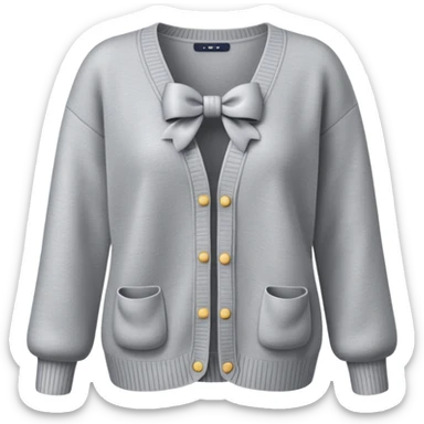 gray cardigan with bows, realistic 3d isolated sticker