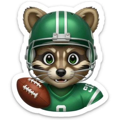 american football player raccoon green sticker