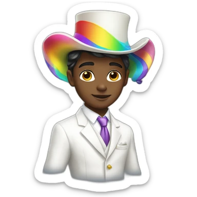 Posh-boy-with-white-suit-and-rainbow-unicorn-hat sticker