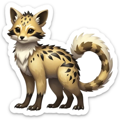 Epic Feral Rare Fantasy shiny cool fluffy Vernid-Trico-species-hybrid-animal by LiLaiRa, random markings, full body  sticker