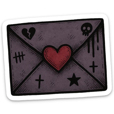 emo style  envelope with a heart seal, no background sticker