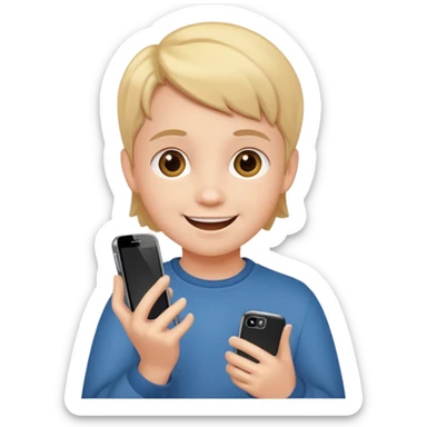 happy child with phone in hand sticker