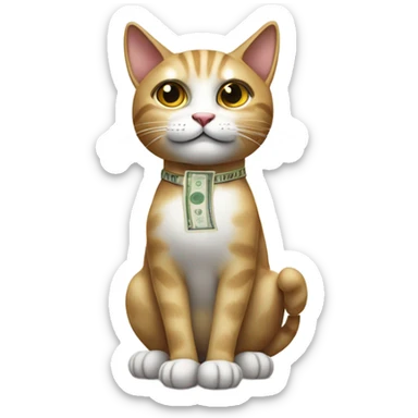 cat holding a bunch of money  sticker