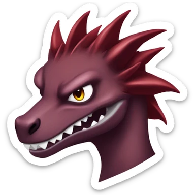 Cool edgy badass modern Maroon sergal-raptor-Charmeleon with darker mane sticker