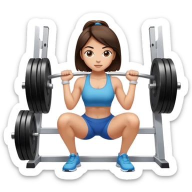 brunete girl doing squats with weight at the gym sticker