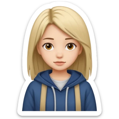 A pretty girl who has layered straight hair woth baggy clothing sticker