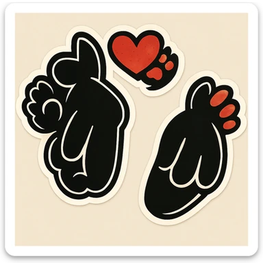 Make the puppy paws black, keep the heart and original style (original style was cartoonish stickers) sticker