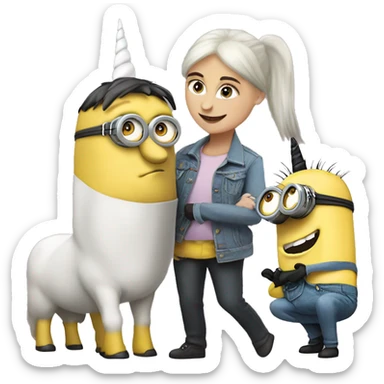 ￼ a minion with the unicorn sticker