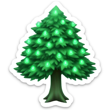New year tree with cold green color lights on it beautiful sticker