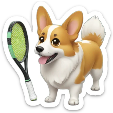 Corgi tennis racquet sticker