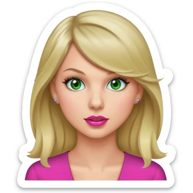 Taylor Swift green eyes blond long hair pink lipstick  sticker