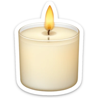 minimal flat emoji of a white or cream scented candle with three wicks, soft warm glow, clean vector style, elegant and modern, transparent background sticker
