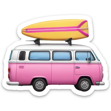 Pink van with a surf board sticker
