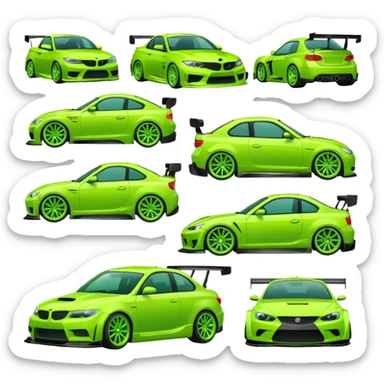 Emoji pack for R2 motorsport company, drift builds, motorsport parts, lime theme sticker