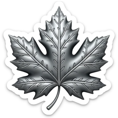 Black and silver filigree maple leaf, 3D, extremely detailed design sticker