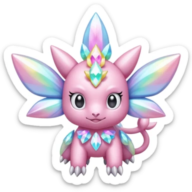 Shiny glittery pastel colorful iridescent Diancie-Palkia-Amaura-Aurorus-aesthetic-fusion sticker