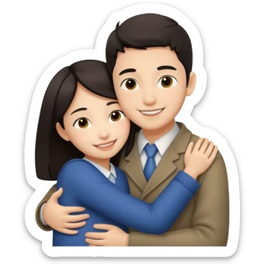 Asian girl hugging Jewish boy sticker