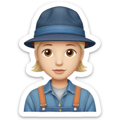 worker 1950 flat hat and overalls sticker