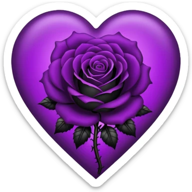 heart with purple gothic black rose sticker