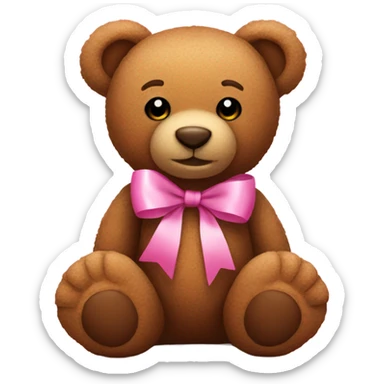 Brown teddy bear with pink ribbon sticker