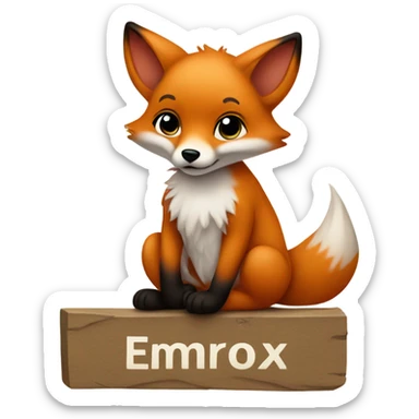 Baby fox with a blank sign sticker
