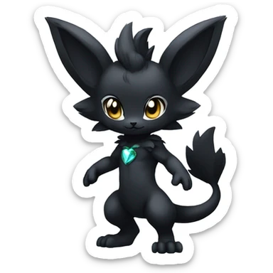 a anthro chibi-style black sparkle-Fakémon-hybrid full body sticker