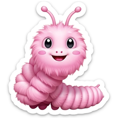 cute light pink caterpillar waving hello sticker