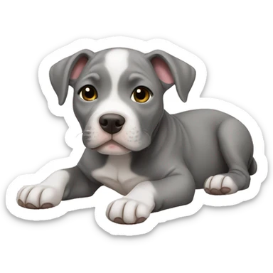 Gray Pitbull puppy laying sticker