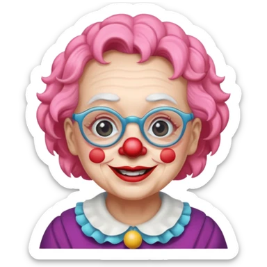 grandma clown with eyeglasses sticker