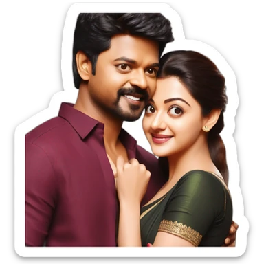Thalapathy Vijay and Kajal Agarwal sticker