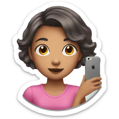 girl taking mirror selfie holding phone short hair sticker