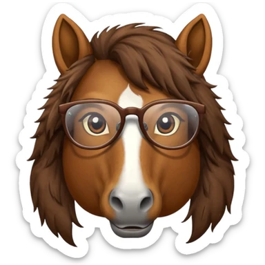 brown horse head with glasses sticker