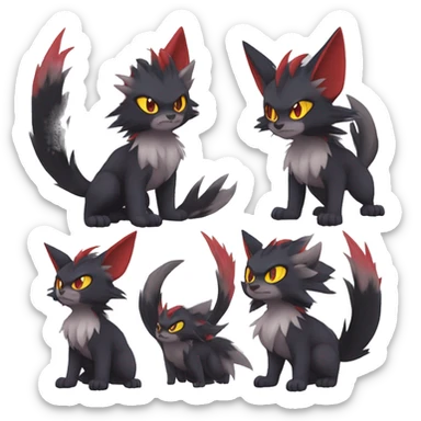  Kawaii Edgy Cool Beautiful Nargacuga-Noivern-Torracat-Litten-Zorua-Zoroark full body sticker