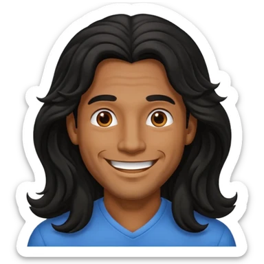 Männlich, lange gewellte schwarze Haare, braune Haut  sticker