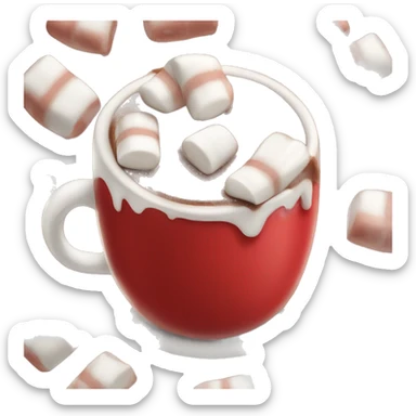 red mug of hot chocolate with marshmallows sticker