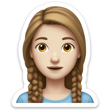 A girl with pale skin brown hair that is straight freckles blue eyes sticker