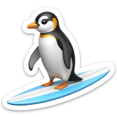 Penguin on a surfboard  sticker