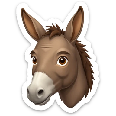 Ein behindert aussehender Eselkopf. Seine Augen sollen in verschiedene Richtungen Blicken  sticker