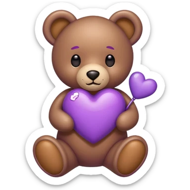 cuore viola e orsetto sticker