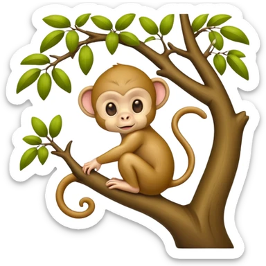 Baby monkey sitting on tree sticker