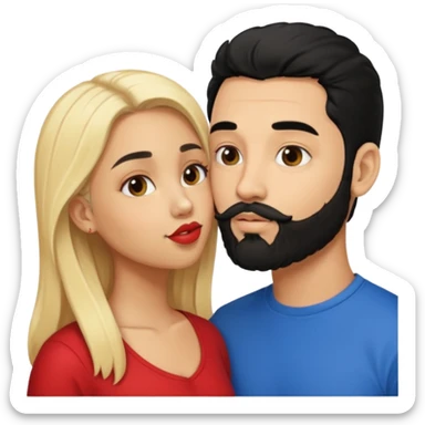 Puerto rican beard light skin man black hair with blonde girl kissing  sticker