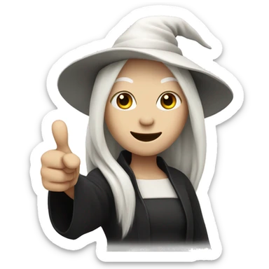Witch with white skin and hair, thumbs up sticker