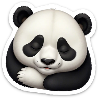 Meme-Worthy Cute Sleeping Panda Portrait Emoji, Head resting peacefully with a contented smile, showcasing a delightfully robust build and a luxuriously soft black and white Fur, eyes shut in a serene, restful nap, Simplified yet hilariously adorable features, highly detailed, glowing with a soft, drowsy light, high shine, relaxed and utterly lovable, stylized with an air of playful laziness, bright and heartwarming, soft glowing outline, capturing the essence of a comically sleepy panda, so meme-worthy it feels like it could instantly become the next viral sensation of adorable slumber! sticker