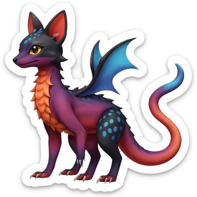 Dark magma-gradients-colored Salandit-Umbreon-Genet-Noivern-Noibat-Serval-Hybrid (Full body) sticker