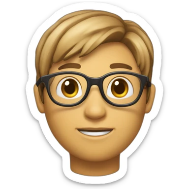 criar uma imagem de uma garota de pele branca com cabelos longos cacheados de cor castanho escuro e com óculos transparente sticker