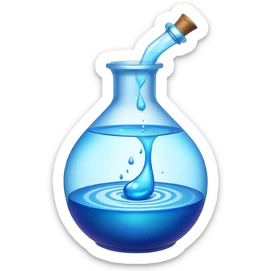 Blue potion bottle open with the liquid falling out (Upside-down with no cork and w/o handle) sticker