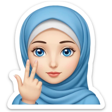 Turkish beautiful finish Konya girls blue eyes with hijab and says love with her finger hand sticker