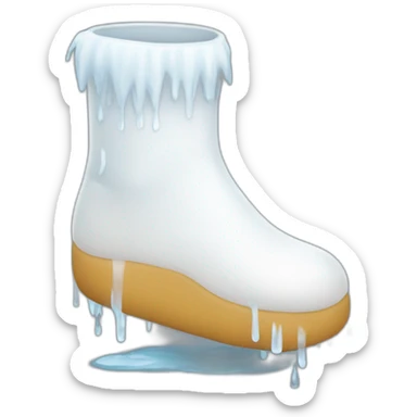 Foot wearing white socks wet with rain on the ground sticker