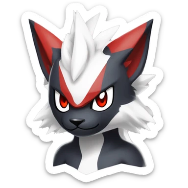 Black Cool Edgy Anthro Zangoose Litten Absol Fakémon  with White and Red Edgy markings sticker